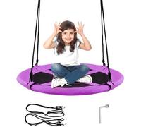 Costway Balançoire Nid D?Oiseau Rond 100 Cm De Diamètre Pour Arbre Supporté De Charge Maximale 150 Kg Extérieur Violet