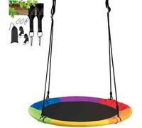 Costway Balançoire Nid D?Oiseau Rond 100cm De Diamètre Pour Arbre Avec Sangle De Suspension Charge Max 150 Kg Extérieur Multicolore