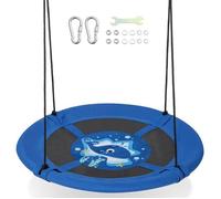 CostwayBalançoire Soucoupe de 102 Cm pour Enfants Balançoire Suspendue avec Cordes de Suspension Réglables Tissu Oxford Tuyaux en Métal Galvanisé pour Parc Motif Baleine