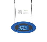 COSTWAY Balançoire Nid d'Oiseau Ø 102cm Enfants avec Motif Baleine, Balançoire Soucoupe en Tissu Oxford Intérieur Extérieur avec Cordes Réglables (140-180cm), Charge 100kg pour Enfants de 3-12 Ans