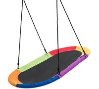 COSTWAY Balançoire Nid d'Oiseau Ovale 150 cm à Suspendre Hauteur Réglable 100-160CM Corde Multi-plis Charge 150KG pour Terrain Cour