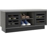 COSTWAY Banc à chaussures, 2 en 1 banc & étagère à chaussures 6 compartiments, avec 3 étagères réglables, rangement pour chaussures avec coussin d'assise, 99,5 x 34,5 x 46 cm, moderne (noir)