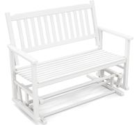 COSTWAY Banc de jardin 2 places à glissement doux, banc à bascule résistant aux intempéries jusqu'à 225kg, banc 126x68x100cm blanc