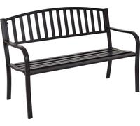 COSTWAY Banc de jardin avec dossier, banc de parc 3 places, banc métallique pouvant supporter jusqu'à 280kg, banc de repos 127 x 60 x 87 cm