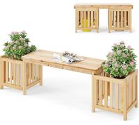 COSTWAY Banc de jardin, banc 2 places avec bac à plantes & 2 bacs à fleurs latéraux, banc en bois pour jardin, balcon et terrasse