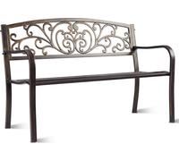 COSTWAY Banc de jardin Banc de jardin en fer, cadre en acier, banc avec dossier, banc en fonte, banc métallique 127x 60 x 85 cm