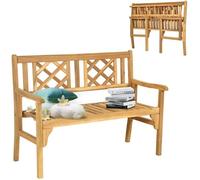 Costway Banc De Jardin En Teck Pliable Bois 120x56x90 Cm À 2 Places Dossier Incurvé Et Accoudoirs Pour Terrasse Balcon Ou Jardin Multicolore