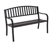 COSTWAY Banc de Jardin Extérieur 3 Personnes Cadre en Métal Noir Résistant aux Soleils Charge 240KG pour Pelouse, Terrasse, Véranda, Cour, 127 x 60 x 87CM