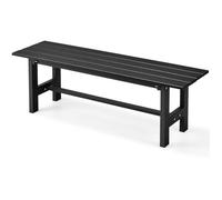 COSTWAY Banc de Jardin HDPE pour 2 Personnes Charge 300KG Banquette Extérieur avec Cadre en Métal et Couvre-pied de Protection Noir