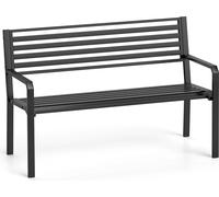 COSTWAY Banc de parc en métal de 127 cm de long pour l'extérieur, banc de jardin avec siège à lattes pour 2-3 personnes ainsi que des accoudoirs et un dossier Meubles d'assise