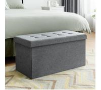 Costway Banc De Rangement 115l - Coffre 80 X 38x 38 Cm, Capacité De Charge 160 Kg, En Tissu Oxford Pour Chambre, Entrée Gris Foncé Multicolore
