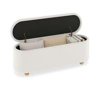 COSTWAY Banc de Rangement 150 L, Pieds en Bois d'Hévéa, Banc Bout de Lit, Patins Antidérapants, Banquette Coffre pour Chambre Salon Entrée, Charge 300 kg, 139 x 40,5 x 48,5 cm, Blanc