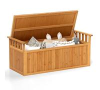 COSTWAY Banc de Rangement d'Extérieur en Bois, Banc d'Extérieur à 2 Places de 209 L avec Accoudoirs, Coffre de Stockage en Bois pour Outils de Jardin, Charge 100KG, pour Jardin Balcon (Naturel)