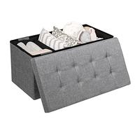 COSTWAY Banc de Rangement Pliable en Tissu, Coffre de Rangement, Bac Intérieur Amovible, Banc Chaussures Entrée, Repose-Pieds, pour Salon Chmbre Entrée, Charge 160 kg, 80 × 40,5 x 40,5 cm (Gris Clair)