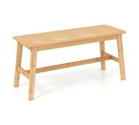 COSTWAY Banc de Salle à Manger en Bambou, Assise en Rotin PVC, Banquette pour 2 Personnes, Patins Antidérapants, Banc Interieur pour Cuisine Entrée Bout de Lit, Charge 300 kg, 100 x 35 x 45 cm