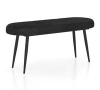 COSTWAY Banc Entree 113 cm pour 2 Personnes, 300 kg Large Capacité, Coussin Rembourré en Eponge, Banc à Chaussures, Coussinets Antidérapants, Pieds en Métal, Banquette pour Entrée Salon Chambre (Noir)