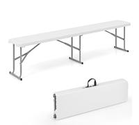 COSTWAY Banc Exterieur Jardin 182 x 27,5 x 43 cm, Banc Pliable à 3 Places en HDPE, Charge 300 kg, Poignée de Transport, Cadre en Métal, Coussinets Antidérapants, Banquette pour Camping Porche Jarin