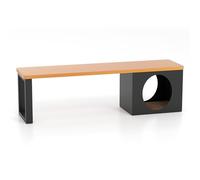 COSTWAY Banc Exterieur Jardin avec Niche pour Chat, Banc de Jardin pour 3 Personnes, Charge 450 kg, Meuble Chat avec Planche à Griffer, pour Porche Cour Entrée, 150 x 38 x 44 cm