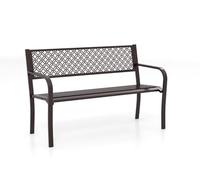 COSTWAY Banc Exterieur Jardin, Banc de Jardin pour 2-3 Personnes, Dossier en Treillis Géométrique, Siège à Lattes, Banquette Exterieur pour Terrasse Porche Cour, Charge 360kg, 127x59x82 cm, Bronzé