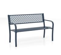 COSTWAY Banc Exterieur Jardin, Banc de Jardin pour 2-3 Personnes, Dossier en Treillis Géométrique, Siège à Lattes, Banquette Exterieur pour Terrasse Porche Cour, Charge 360 kg, 127 x 59 x 82 cm