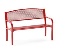 COSTWAY Banc Exterieur Jardin, Banc de Jardin pour 2-3 Personnes, Dossier et Siège à Lattes, Patins Antidérapants, Banquette Exterieur pour Porche Terrasse Piscine (Rouge,128 x 60 x 86 cm)