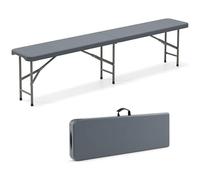 COSTWAY Banc Exterieur Jardin Pliable, Banc de Jardin en HDPE pour 4 Personnes, Charge 600 kg, Verrouillage de Sécurité, Poignée, Banquette Exterieur pour Piscine Camping Fête (Gris Clair)