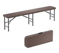 COSTWAY Banc Exterieur Jardin Pliable, Banc de Jardin en HDPE pour 4 Personnes, Charge 600 kg, Verrouillage de Sécurité, Poignée, Banquette Exterieur pour Piscine Camping Fête (Café)