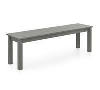 COSTWAY Banc Exterieur Jardin pour 2-3 Personnes, Banc de Jardin en HDPE, Surface en Grain de Bois, Barres en Métal, Banquette pour Porche Piscine Cour, Charge 340 kg, 140 × 35 × 45 cm (Gris)