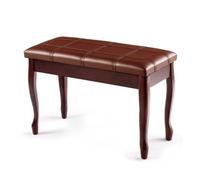 COSTWAY Banquette pour Piano, avec Coussin en Cuir Rembourré Confortable et Compartiment de Rangement, Marron