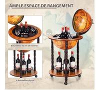 COSTWAY Bar Globe Terrestre Vintage Mappemonde en Bois d'Eucalyptus avec 3 Roulettes et Style Italien du XVIe Siècle, 47 x 47 x 90CM Multicolore