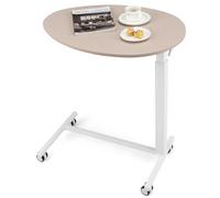 COSTWAY Bar Haute Mange Debout Réglable 74-108 CM, Mobile Avec Roulettes Verrouillables, Vérin Pneumatique, Plateau Ovale Rond Pour Salle à Manger