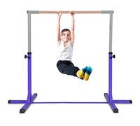 COSTWAY Barre de Gymnastique en Acier avec 12 Hauteur Réglable(91-150CM), Barre d'Entraînement Junior Extensible avec Structure Stable, Charge 100kg pour Maison Salle de Gym (Violet)
