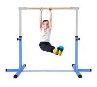COSTWAY Barre de Gymnastique en Acier avec 12 Hauteur Réglable de 91 à 150CM, Barre d'Entraînement Junior Extensible avec Structure Stable, Charge 100kg pour Maison Salle de Gym (Bleu)