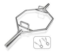 Costway Barre De Piège Olympique Hexagonale Haltérophilie Charge 363kg, Manchons 25 Cm, Poignées Texturées, Ressorts À Clip Argent Multicolore