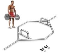 CostwayBarre de Piège Hexagonale Olympique d'Haltérophilie Charge 226KG Barre de Levage avec Poignées Moletées Plates ou Surélevées Entraînement de Squats Soulevés de Terre Argent