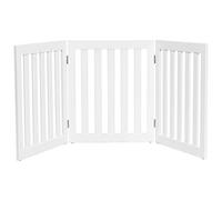 COSTWAY Barrière Autoportante pour Chien 2/3/4 Panneaux en Bois 60/89 cm Charnières Métalliques Pivotant à 360° Patins Antidérapants pour Maison Escaliers Portes