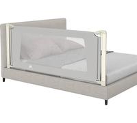 COSTWAY Barrière de lit 200cm - Protection contre les chutes, protection de barrière de lit pour les jeunes enfants, filet de sécurité réglable en hauteur, levage vertical et double sécurité