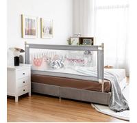 COSTWAY Barrière de Lit Bébé 175,5x25 cm Hauteur Réglable avec Double Verrouillage Chaque Côté Indépendamment Motif Mignon
