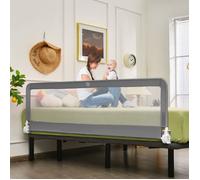 COSTWAY Barrière de Lit Bébé Pliable 180 x 37 x 56 cm Garde-corps de Lit avec Sangles Réglable pour Matelas Angle Ajusté 180° Gris