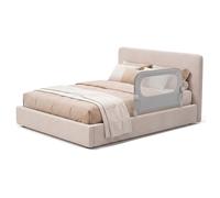 COSTWAY Barrière de Lit Enfant avec Sangles en Y, Barrière de Sécurité Pliable, Hauteur Réglable, Housse Amovible en Tissu Oxford, Maille Respirante, Base en U Robuste, Boucle (80x60cm,Gris)