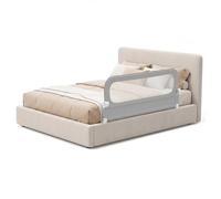 COSTWAY Barrière de Lit Enfant avec Sangles en Y, Barrière de Sécurité Pliable, Hauteur Réglable, Housse Amovible en Tissu Oxford, Maille Respirante, Base en U Robuste, Boucle (148x60cm,Gris)