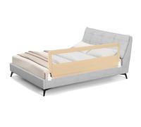 COSTWAY Barrière de Lit Enfants 180 x 55 cm avec Sangles, Barrière de Sécurité Pliable avec Tissu en Maille Respisante, Angle Réglable 0°à 180°& Cadre en Métal (Beige, 180 x 55 CM)