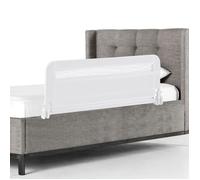 COSTWAY Barrière de Lit Pliable Enfant 100 cm avec Housse Amovible et Lavable, Maille Respisante, Sangle de Fixation Blanc