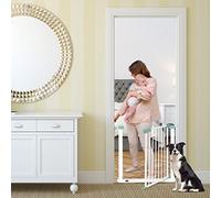COSTWAY Barrière de Sécurité Bébé Extensible 80-132cm à Fermeture Automatique, Barrière d'Escalier à Fixation par Pression, sans Percage, Ouverture à Une Main, Idéal pour Chiens ou Bébé de 0-3 Ans