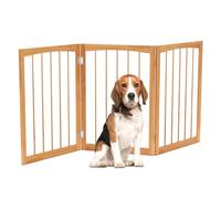 COSTWAY Barriere de Securite Chien, Barrière Chien Pliable à 3 Panneaux, Cadre en Bois de Sapin, Charnières Flexibles, Barrière Chat Chiot pour Escalier Salon Cuisine, 159 × 76 cm (Naturel)