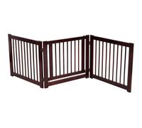 COSTWAY Barrière de Sécurité pour Chien en Bois de Pin 3 Pièces Modulable avec Porte Pivotante 206 x 61cm Barrière Porte Pilable