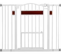 COSTWAY Barrière de sécurité pour chiens, 74-104cm, extensible avec petit portillon, fermeture automatique et double verrouillage, barrière de sécurité sans perçage, hauteur 76cm