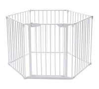 COSTWAY Barrière de Sécurité pour Enfants ou Animaux de Compagnie, Clôture de Cheminée en Acier, Pare-Feu de Cheminée à 6 Pans, Chauqe Pièce 61 x 74 CM (Blanc)