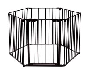 COSTWAY Barrière de Sécurité pour Enfants ou Animaux de Compagnie, Clôture de Cheminée en Acier, Pare-Feu de Cheminée à 6 Pans, Chauqe Pièce 61 x 74 CM (Noir)