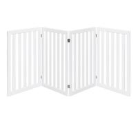 COSTWAY Barrière Modulable Pliable pour Animaux 4 Panneaux avec 2 Pieds de Soutien 200x89CM Barrière de Sécurité pour Chien Blanc